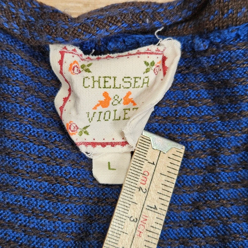 Chelsea & Violet Dress Women L Blue Sleeveless Knit‎ Ruffle Trim Drawstring